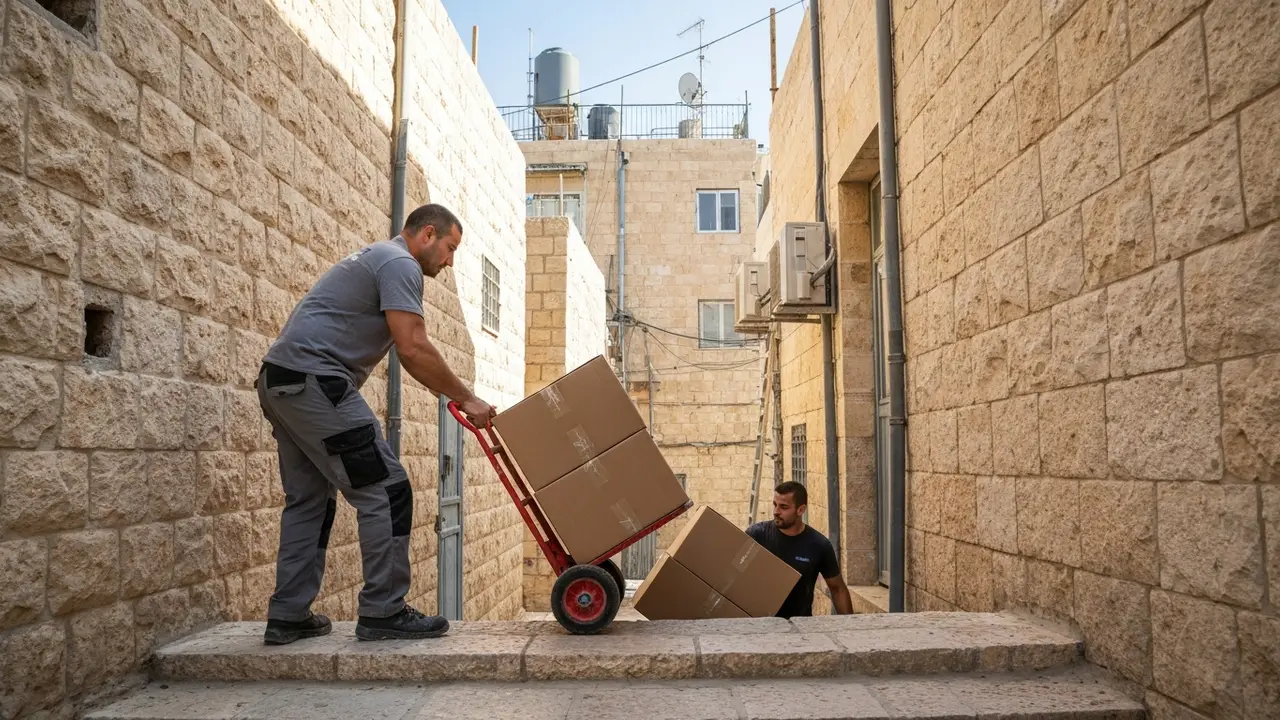 עגלת הובלות שעולה במדרגות