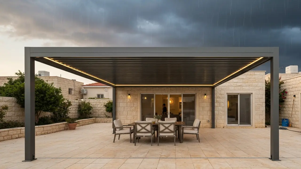 פרגולה חשמלית אטומה למים: איך בוחרים נכון וטעויות שעולות ביוקר
