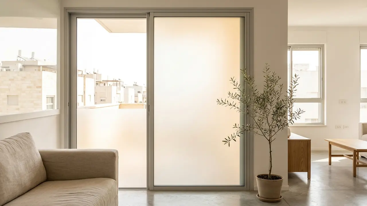 דלתות זכוכית ומדבקה חלבית — פרטיות בלי לוותר על אור - זגג