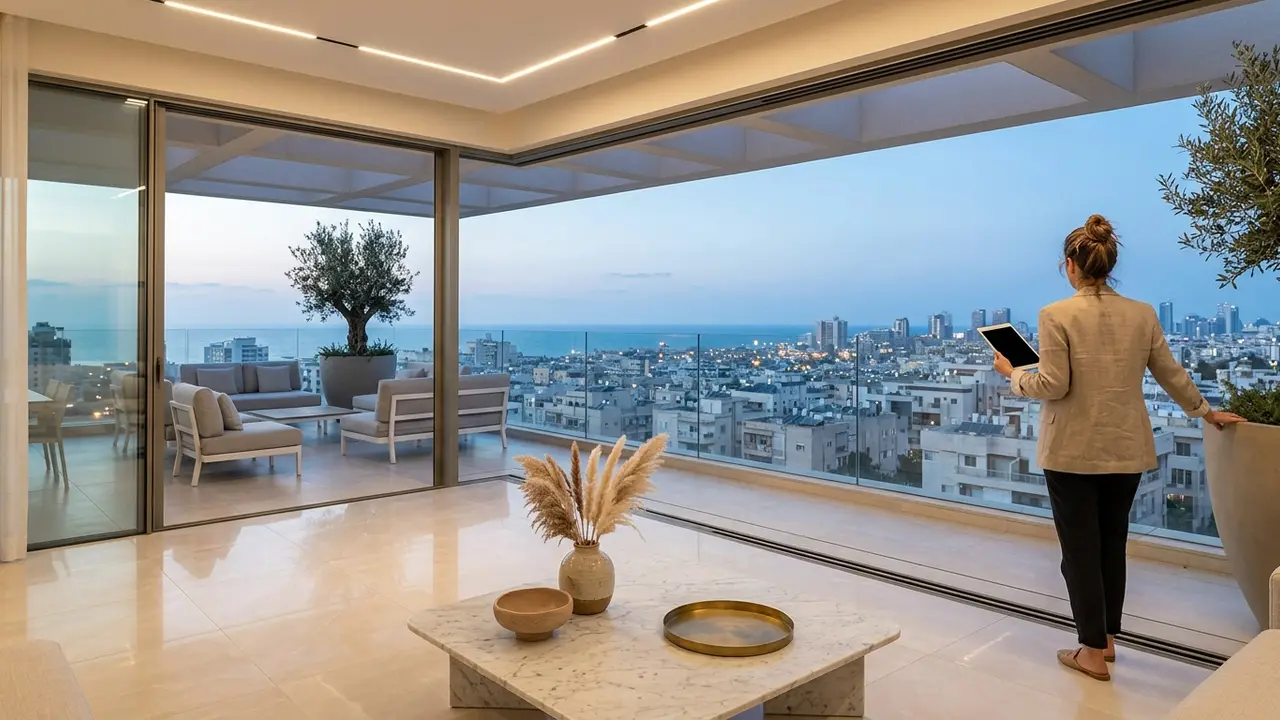 איך מתכננים עיצוב פנים לפנטהאוז עם מרפסת גדולה? - מעצב פנים