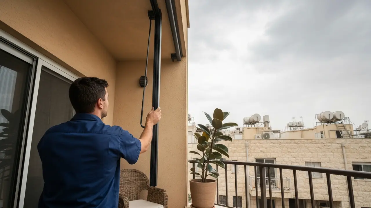 סוכך אנכי למרפסת ומרקיזות — הגנה גם מגשם צולף - מתקין סוככים