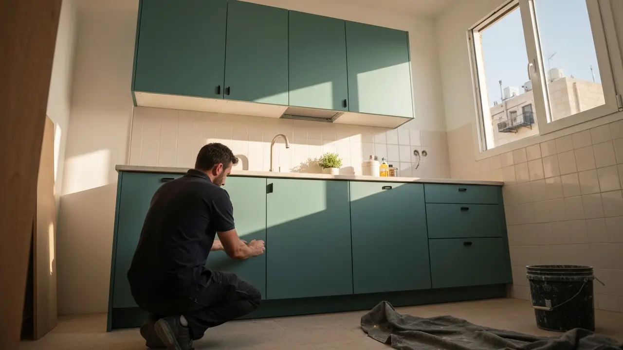 מטבח כפרי קטן, שחור או תכלת — איך זה עובד עם איקאה? - נגר למטבחים