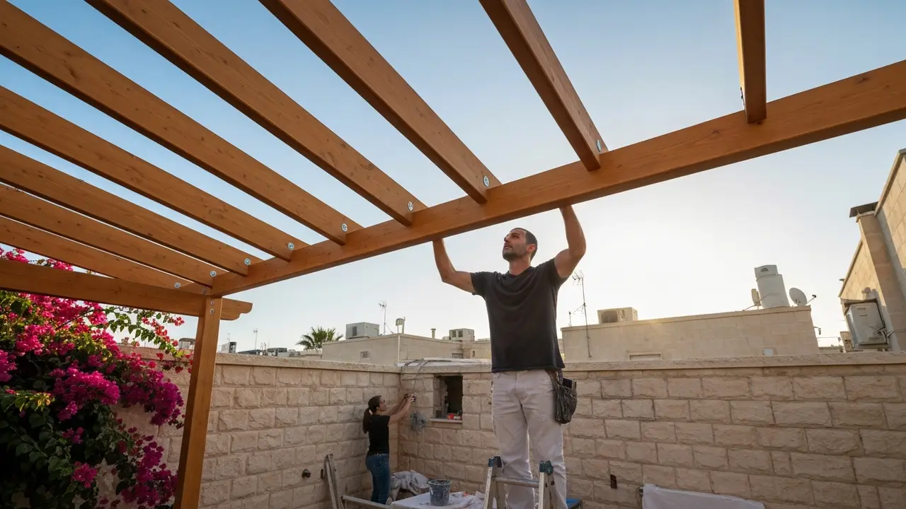 איך בונים סוכה פרגולה מעץ — מהתכנון ועד הכשרת הסכך - נגר פרגולות ודקים