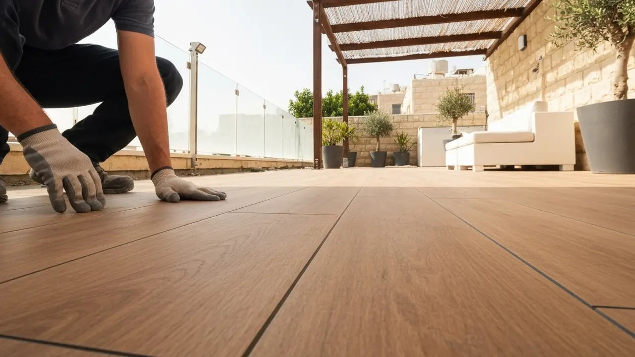 ריצוף חוץ אבן הלשם: מתי כדאי לבחור בה על פני דק עץ - נגר פרגולות ודקים