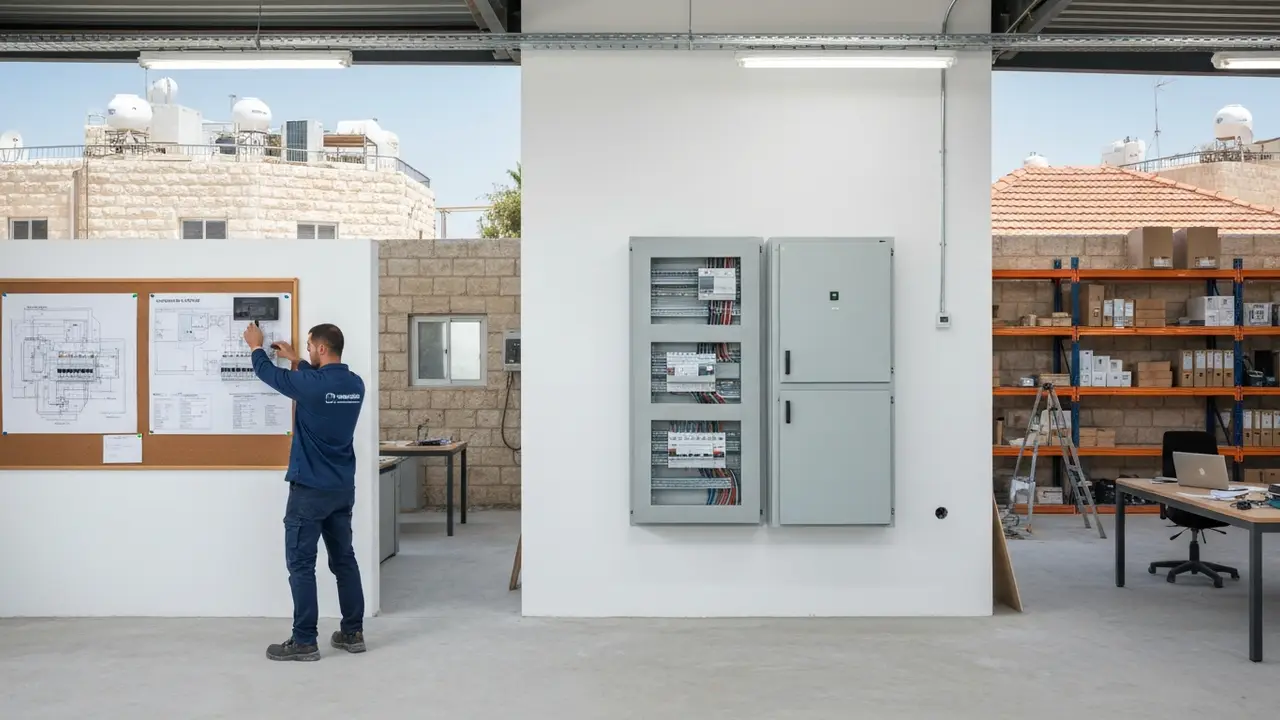 תכנית לוח חשמל תלת פאזי: שרטוט ותרשים