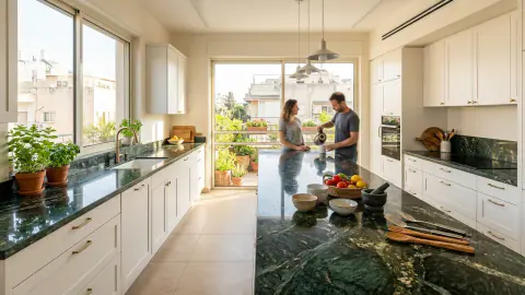 שיש גרניט טבעי למטבח: מחיר, יתרונות ודגמים איור למאמר: שיש גרניט טבעי למטבח