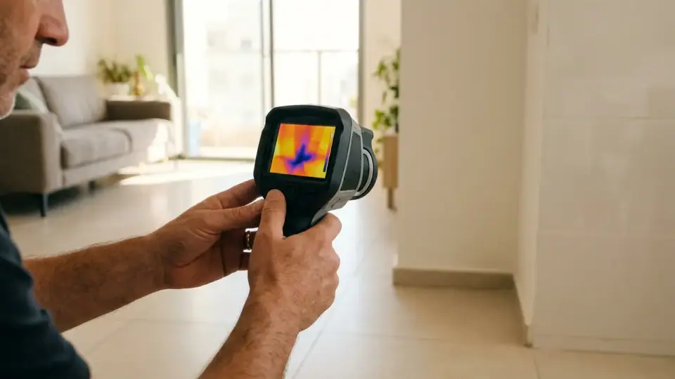 איתור נזילות מים במצלמה תרמית