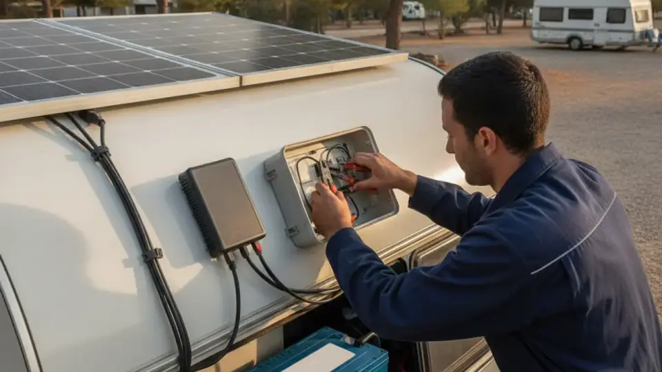 אילו רכיבים כוללת מערכת סולארית לקראוון תקנית?