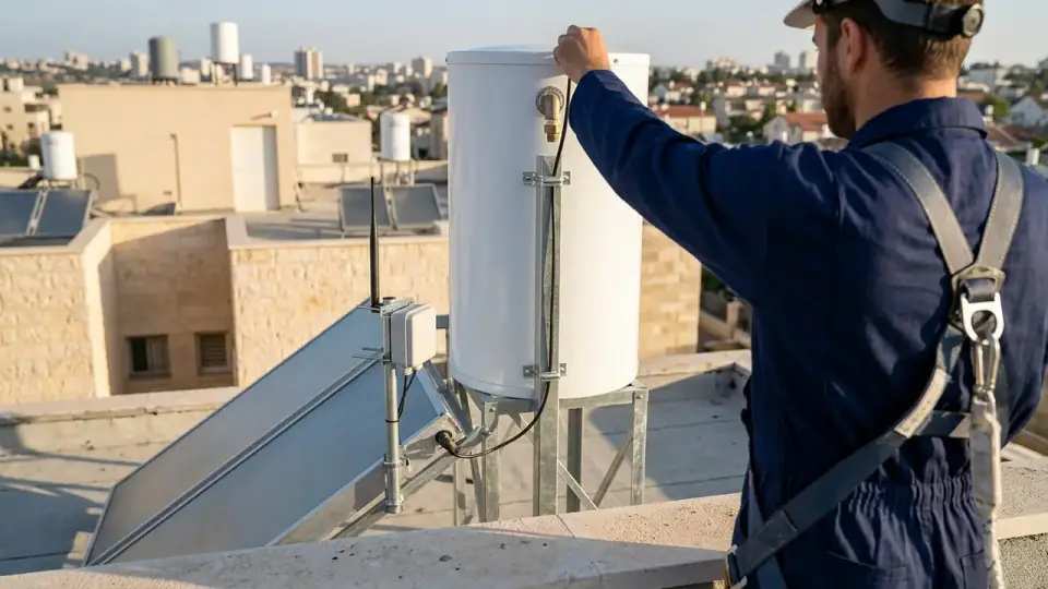 מדרג דוד שמש חכם — כשיש בקר, אנטנה או חיישן טכנאי דוד שמש מדרג דוד שמש חכם — כשיש בקר, אנטנה או חיישן טכנאי דוד שמש