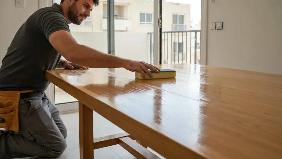 איך מתקנים שולחן עץ שנגע בו מים או נוצר עליו כתם לבן?
